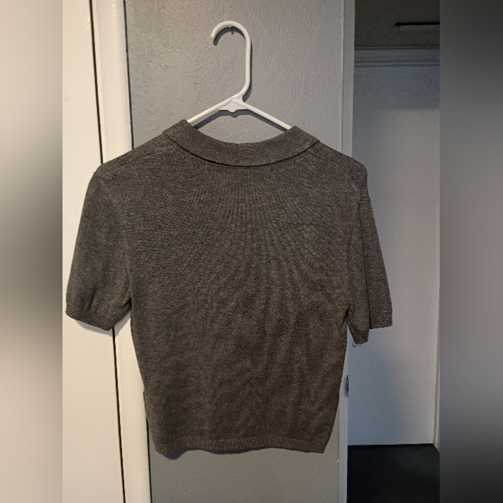 Divided Gray Button Down Women's Top - image 2